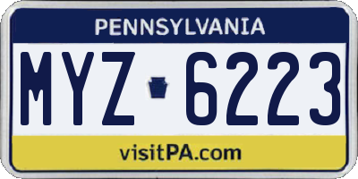 PA license plate MYZ6223
