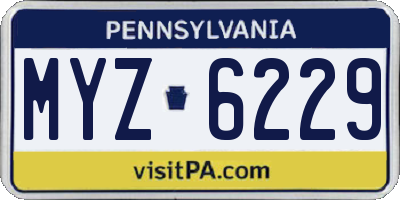 PA license plate MYZ6229