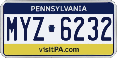 PA license plate MYZ6232