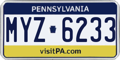 PA license plate MYZ6233