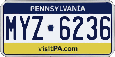PA license plate MYZ6236