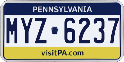 PA license plate MYZ6237
