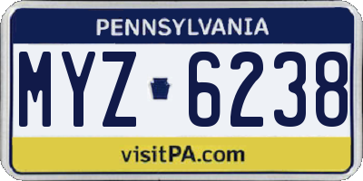 PA license plate MYZ6238