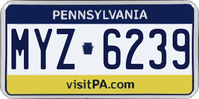 PA license plate MYZ6239