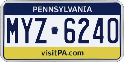 PA license plate MYZ6240