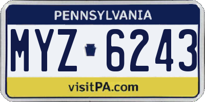 PA license plate MYZ6243