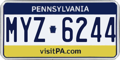 PA license plate MYZ6244