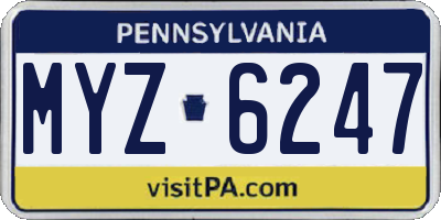PA license plate MYZ6247