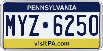 PA license plate MYZ6250