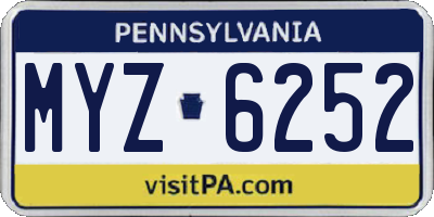PA license plate MYZ6252