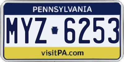 PA license plate MYZ6253