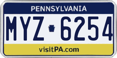 PA license plate MYZ6254
