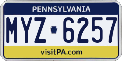 PA license plate MYZ6257