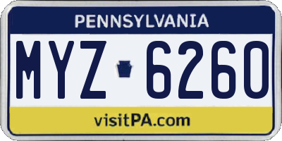 PA license plate MYZ6260