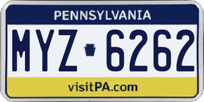 PA license plate MYZ6262