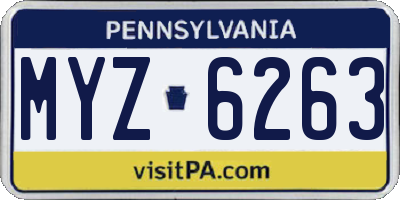 PA license plate MYZ6263