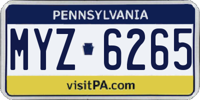 PA license plate MYZ6265