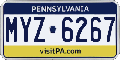 PA license plate MYZ6267