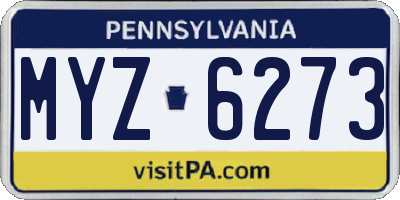 PA license plate MYZ6273