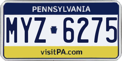 PA license plate MYZ6275