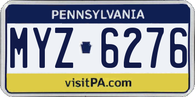 PA license plate MYZ6276