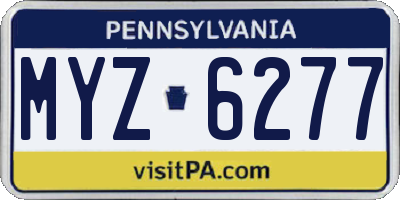 PA license plate MYZ6277