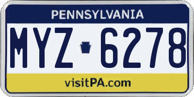 PA license plate MYZ6278