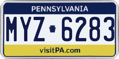 PA license plate MYZ6283