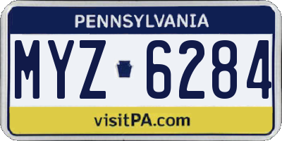 PA license plate MYZ6284
