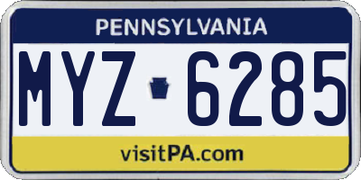 PA license plate MYZ6285