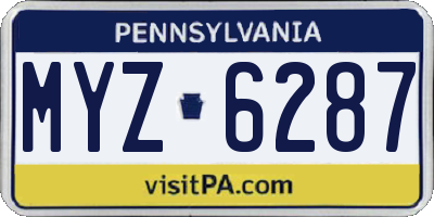 PA license plate MYZ6287