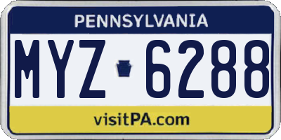 PA license plate MYZ6288