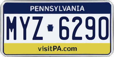 PA license plate MYZ6290