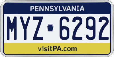 PA license plate MYZ6292
