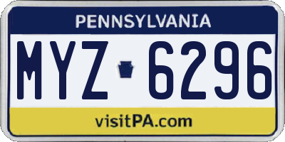 PA license plate MYZ6296