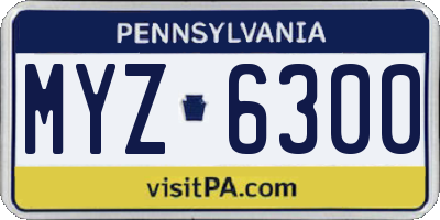 PA license plate MYZ6300