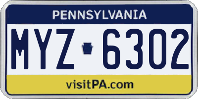 PA license plate MYZ6302