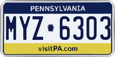 PA license plate MYZ6303
