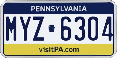 PA license plate MYZ6304