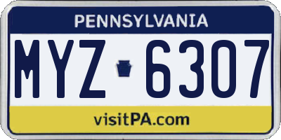 PA license plate MYZ6307