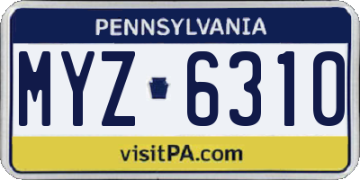 PA license plate MYZ6310