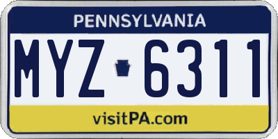 PA license plate MYZ6311