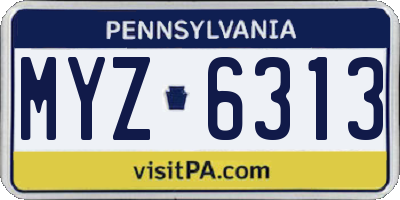 PA license plate MYZ6313