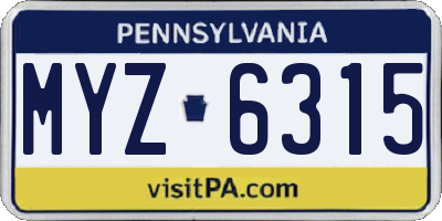 PA license plate MYZ6315