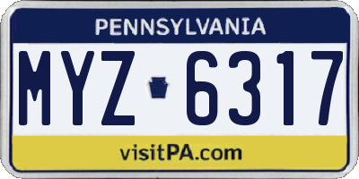 PA license plate MYZ6317