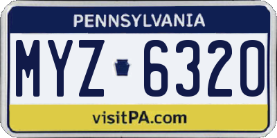 PA license plate MYZ6320