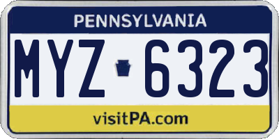 PA license plate MYZ6323