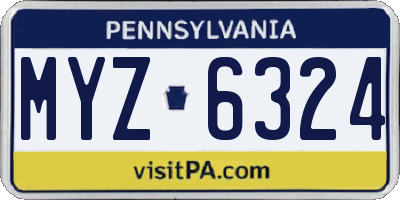 PA license plate MYZ6324