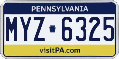 PA license plate MYZ6325