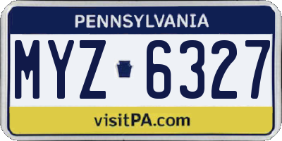 PA license plate MYZ6327